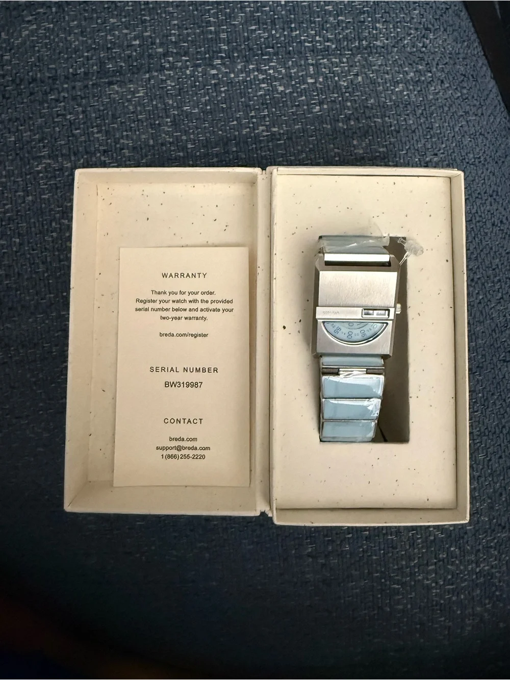 Breda Pulse Tandem Stainless Steel Bracelet Watch, 26mm light Blue New with BOX